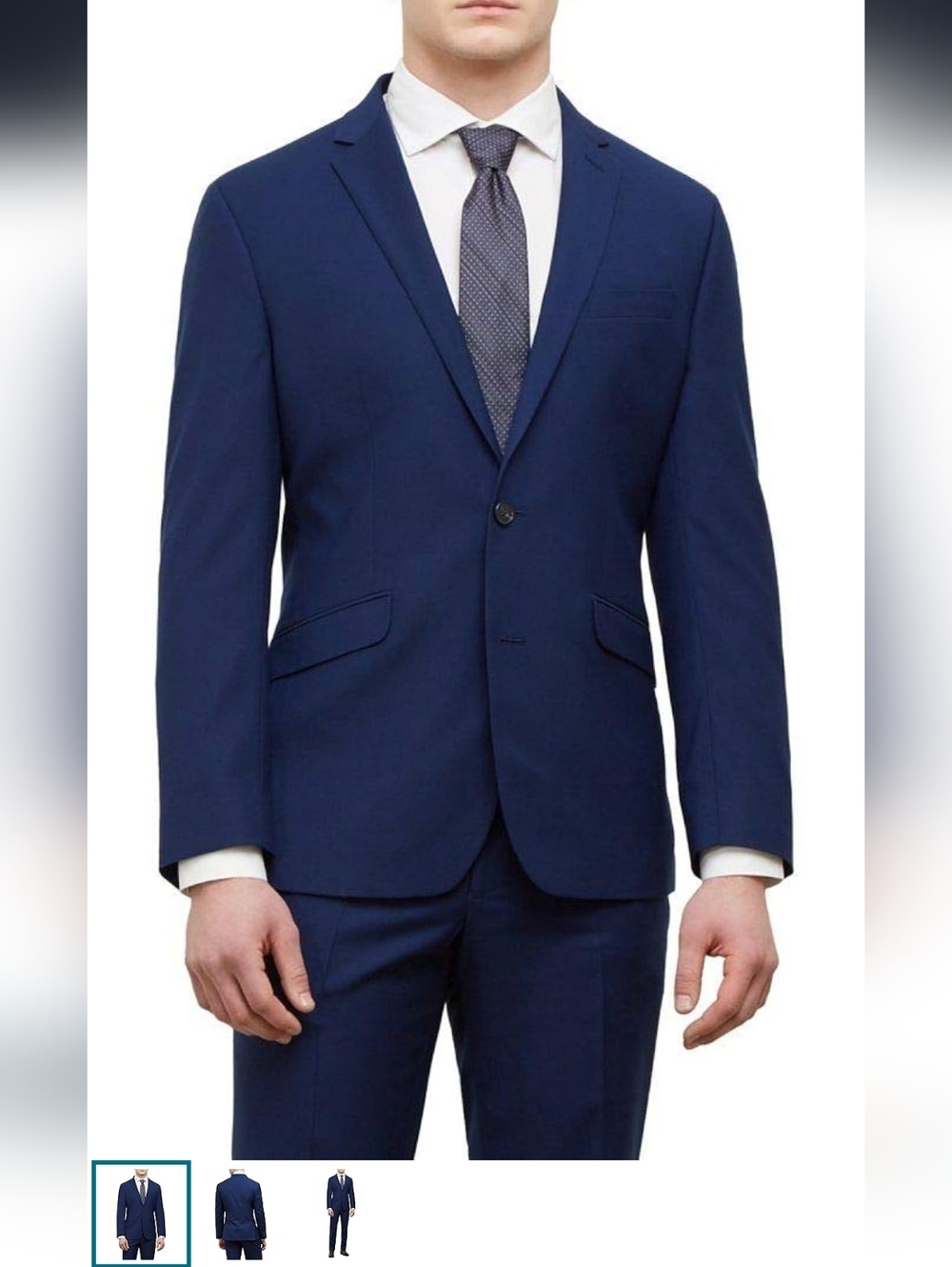 Kenneth Cole Men's Blue Techni-Cole Stretch Slim Fit Suit Blazer Pants 46R & 40W